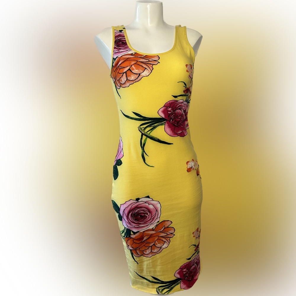 Yellow Floral Bodycon Dress